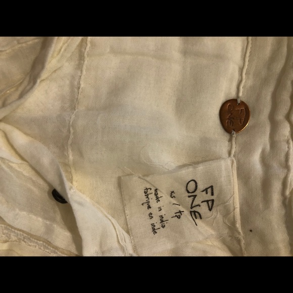 Free People Off-White Linen Modern Polo (xs) - Picture 3 of 3